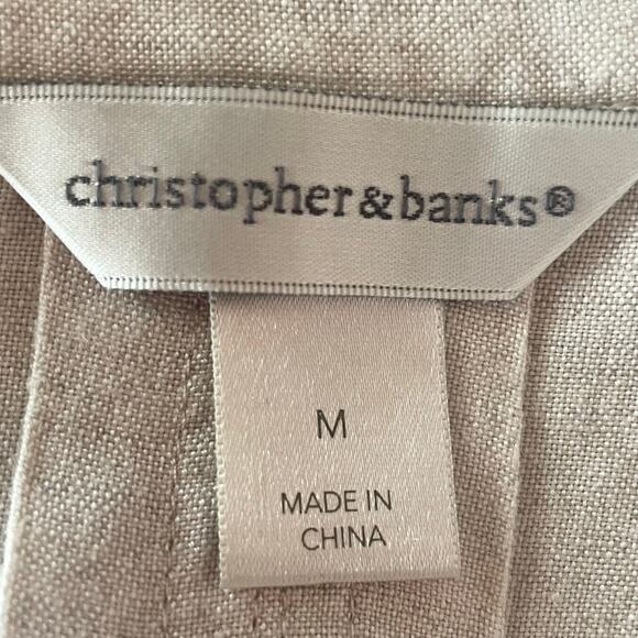 Christopher & Banks Linen Blend Full Zip Jacket Sz MED Cinch Waist Casual Fall - Picture 9 of 11